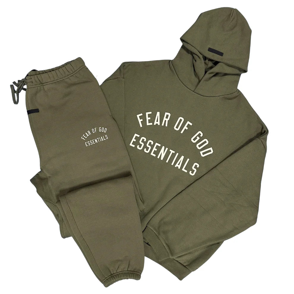 Fear of God Essentials Fleece Tracksuit Military