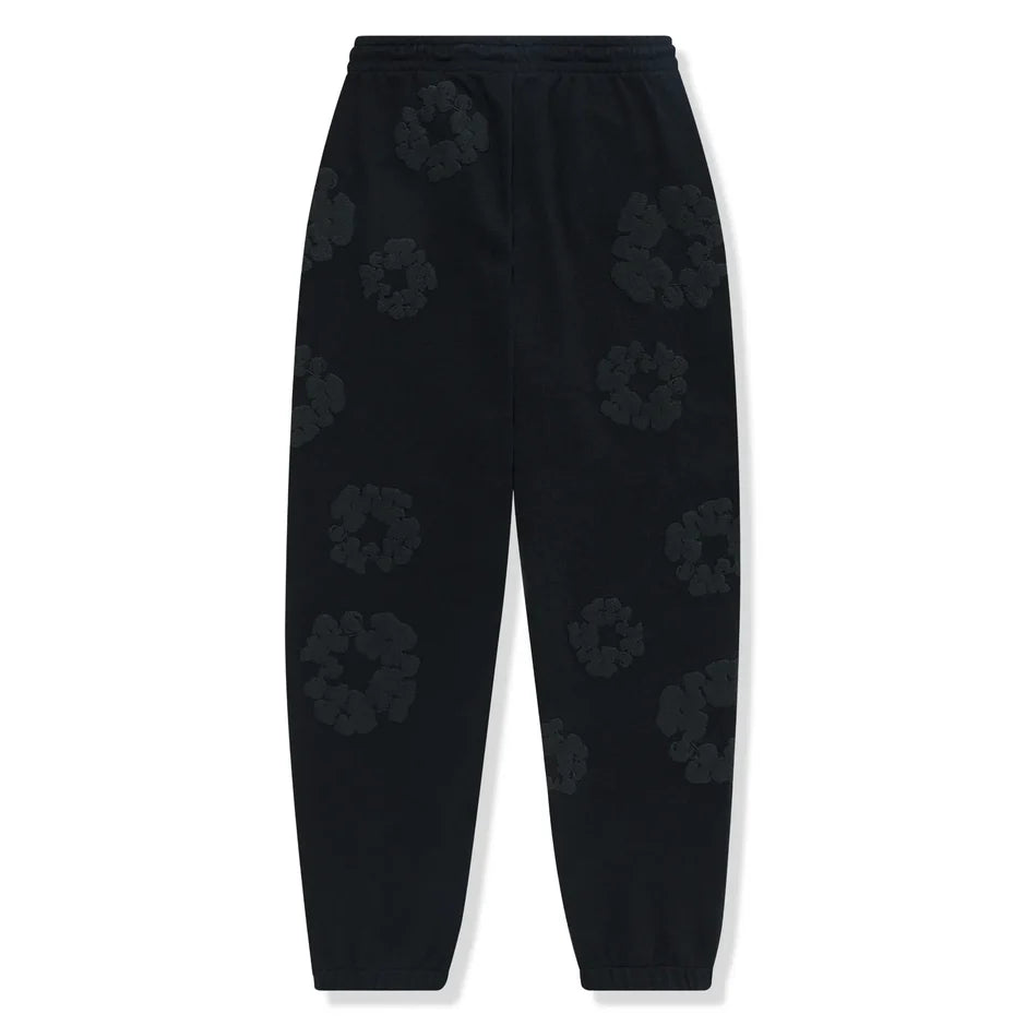 Denim Tears Cotton Wreath Black Monochrome Sweatpants