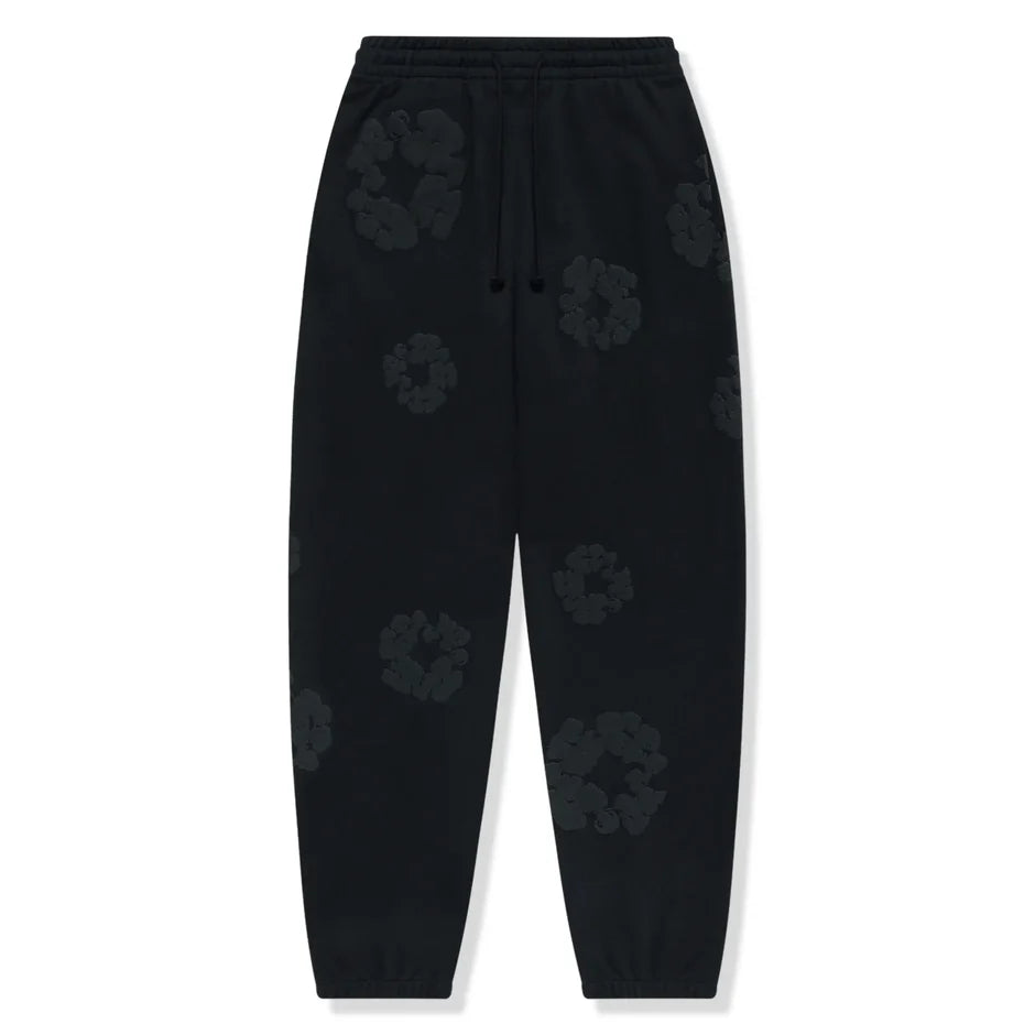 Denim Tears Cotton Wreath Black Monochrome Sweatpants